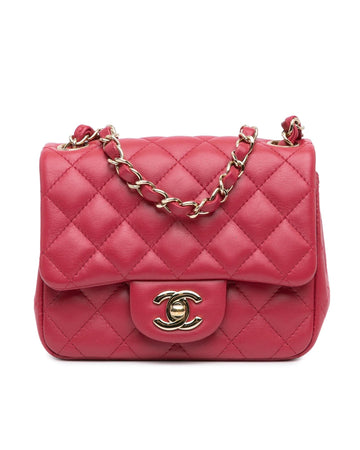 Mini Square Classic Lambskin Single Flap with Chain Strap