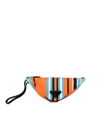 Canvas Triangle Wristlet Clutch Bag with Zip Closure