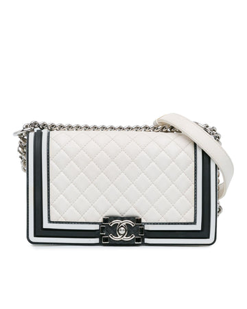 Quilted Lambskin Leather Boy Flap Bag with Curb Chain Strap