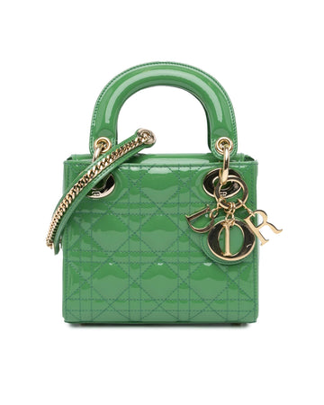 Mini Patent Cannage Lady Dior with Detachable Chain Strap