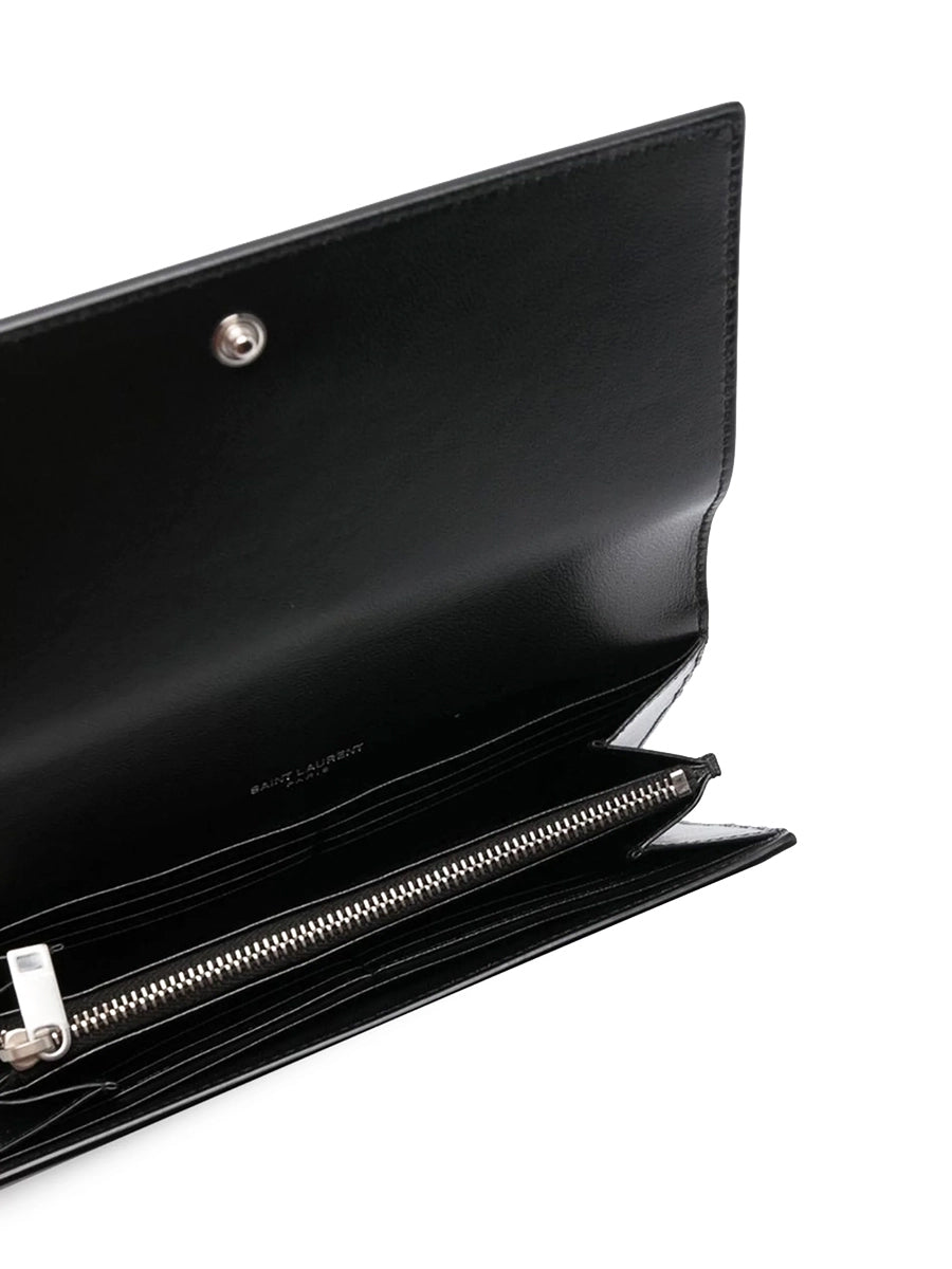 Kate Monogram Studded Clutch in Black