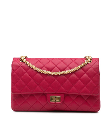Quilted Leather Double Flap Shoulder Bag with Chain Strap