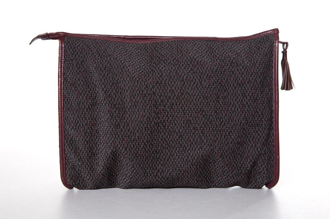 Yves Saint Laurent Burgundy & Grey Clutch