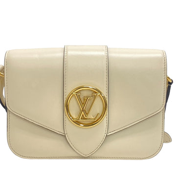 LOUIS VUITTON Shoulder Bag M55950 Calfskin Ivory LV logo Ponneuf Women Used