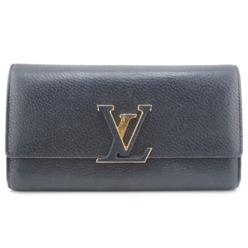 LOUIS VUITTON Long Wallet Purse M61248 Taurillon Clemence black LV logo Portefeuille Capsine Women Used