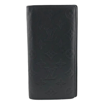 LOUIS VUITTON Long Wallet Purse M62900 leather black Monogram shadow Portefeuille Brazza mens Used