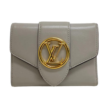 LOUIS VUITTON Tri-fold wallet M80475 leather gray Portefeuille Ponneuf Women Used