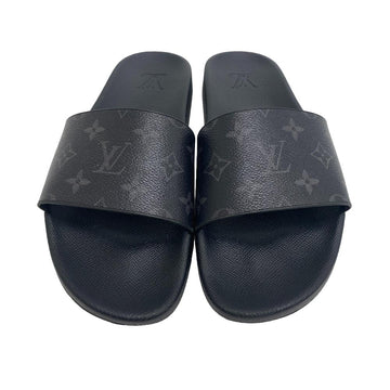 LOUIS VUITTON Sandals leather black Monogram Eclipse 2021 mens 41 Used