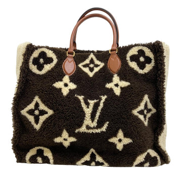 LOUIS VUITTON Tote Bag M55420 Mouton Brown 2WAY handbag Monogram teddy On-the-go GM Women Used