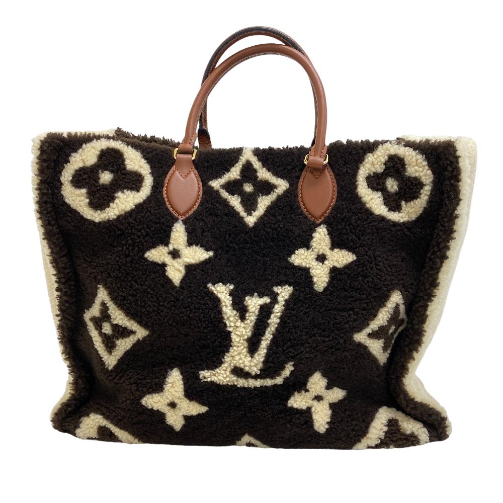 LOUIS VUITTON Tote Bag M55420 Mouton Brown 2WAY handbag Monogram teddy On-the-go GM Women Used