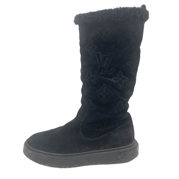 LOUIS VUITTON boots Suede, Mouton black 19 years Breezy line Women 36.5 Used