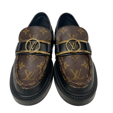 LOUIS VUITTON loafers MA0230 PVC, Leather black 20 years Monogram Academy Line LV Circle Logo Women 35 1/2 Used
