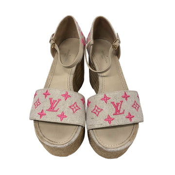 LOUIS VUITTON Sandals CL1210 canvas white Wedge sole 20 years 36 1/2 Monogram Star board line Women 36 1/2 Used