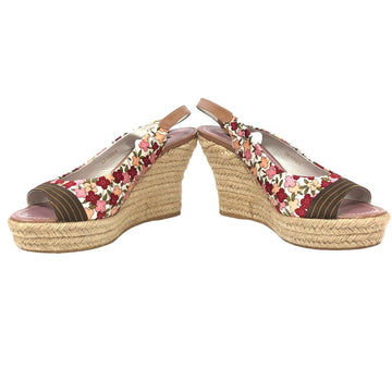 LOUIS VUITTON Sandals CA1008 Patent Leather, Satin pink 08 Wedge sandals and slingbacks Floral Women 38 Used