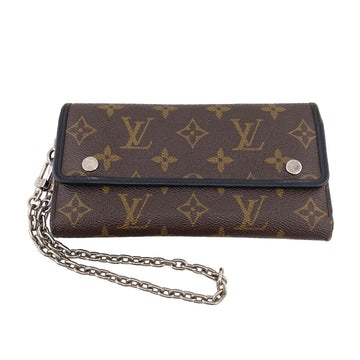 LOUIS VUITTON Long Wallet Purse M60168 leather Brown Monogram macacer Portefeuille Ron mens Used