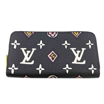 LOUIS VUITTON Long Wallet Purse M80683 leather black Zip Around Monogram wild at Heart Women Used