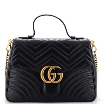 GG Marmont Top Handle Flap Bag Matelasse Leather Medium