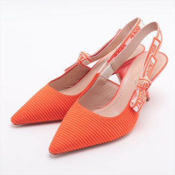Christian Dior J'ADIOR Canvas  Leather Strap Pump 37  Orange Slingback
