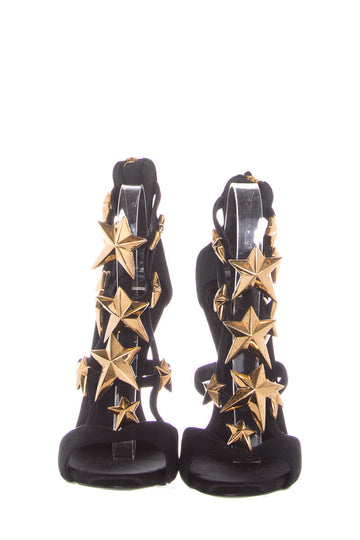 Guiseppe Zanotti Black & Gold Star Studded Heels SZ 39.5
