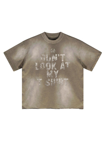 Makersluxe Retro Washed Distressed Print Street Rap T-Shirt - 2156