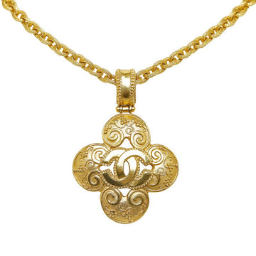 Chanel Vintage Cocomark Clover Necklace Gold Ladies
