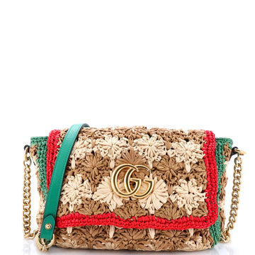 GG Marmont Flap Bag Raffia Small