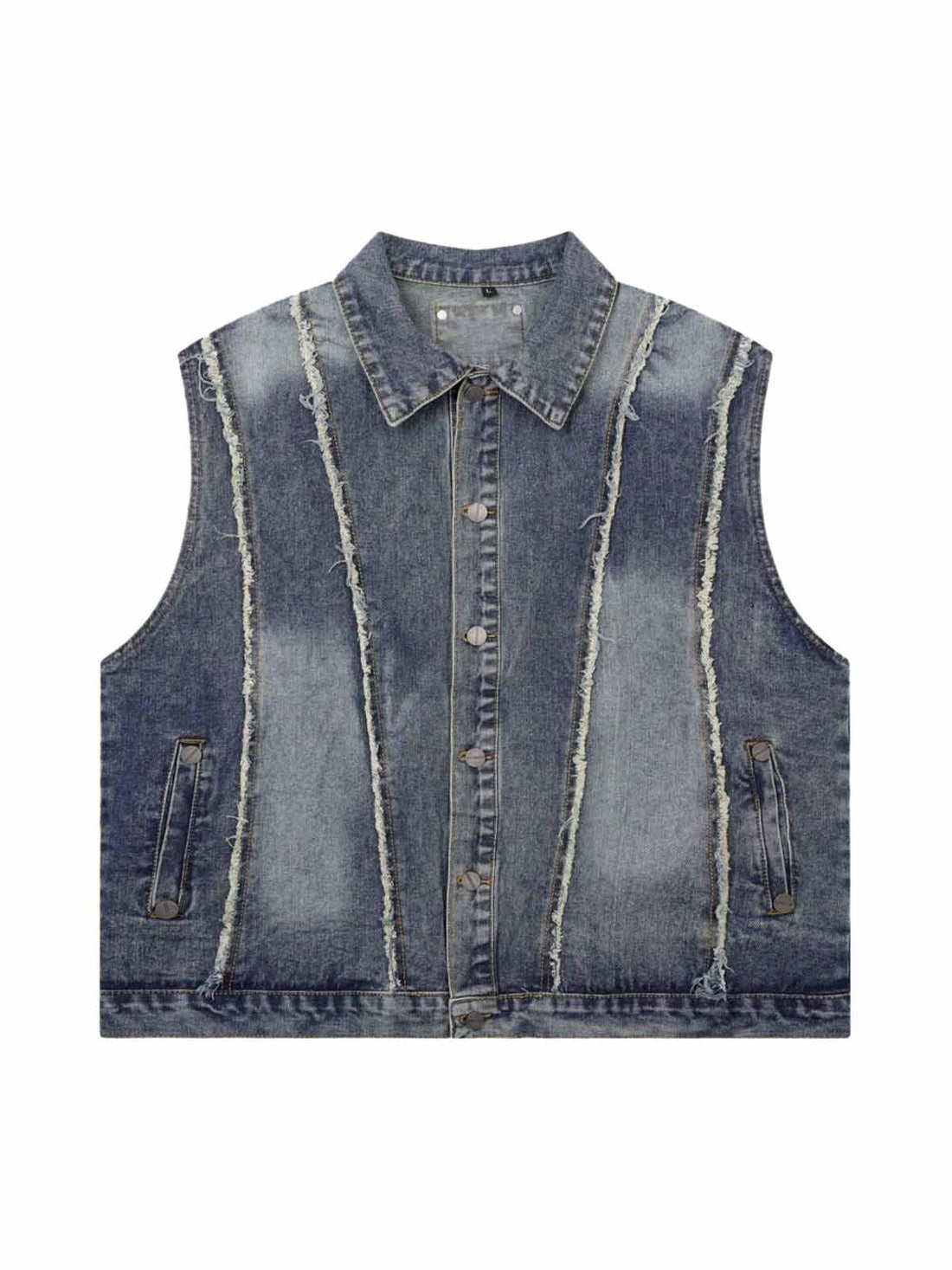 Makersluxe Raw Edge split Washed Denim Vest