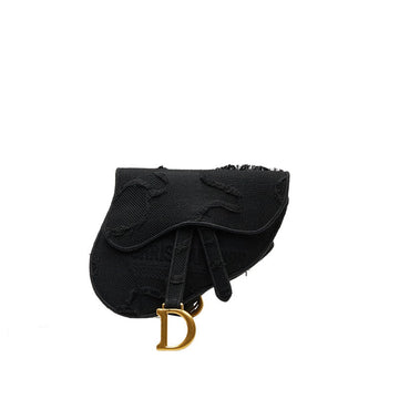 Dior Mini Saddle Bag Logo D Gold  West Bag Body Bag Black Canvas Ladies Dior
