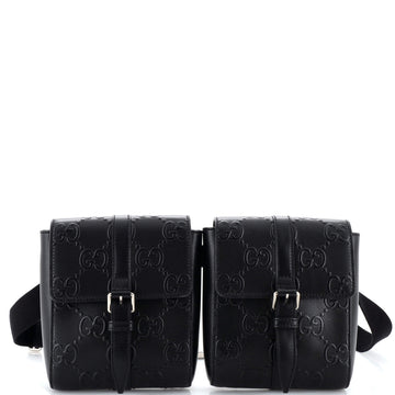 Double Belt Bag GG Embossed Perforated Leather