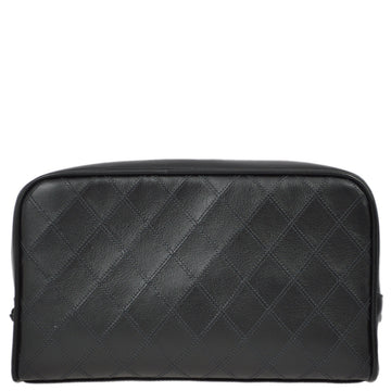 Chanel 1989-1991 Black Lambskin Cosmoline Pouch 25