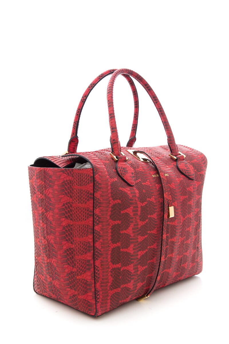 Michael Kors Collection Red Genuine Snake Skin Tote