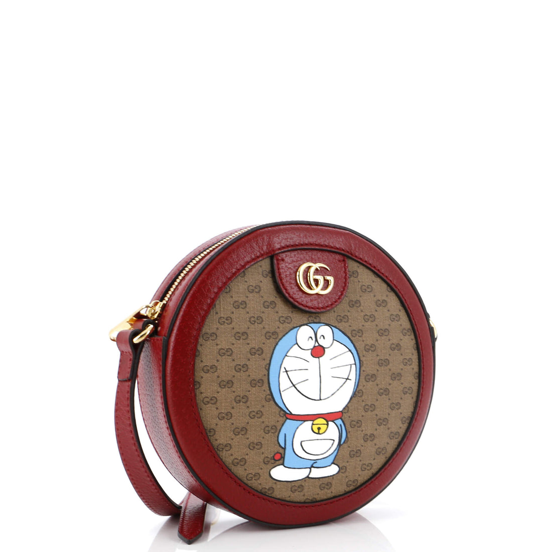 Doraemon Round Shoulder Bag Printed Mini GG Coated Canvas