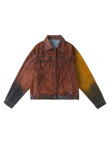Makersluxe High Street Distressed Spray-painted Denim Jacket