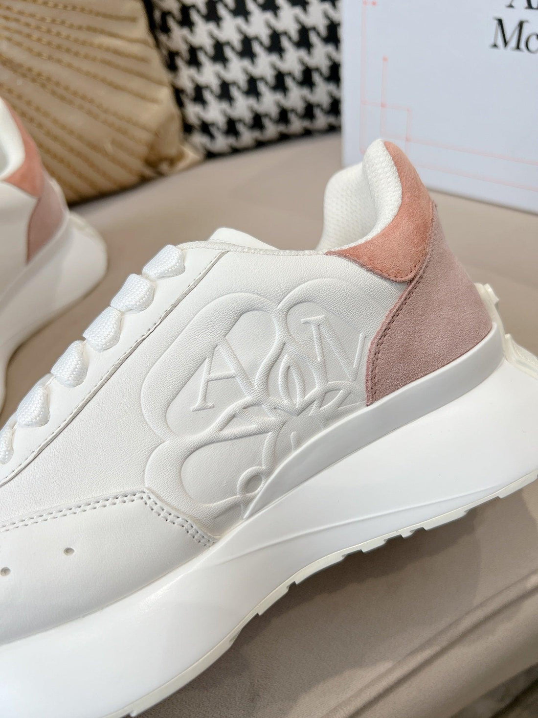 ALMC Women's Sprint Runner in White Coral & Powder Pink Sneakers-008