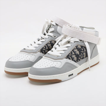 Dior Oblique Canvas  Leather High-Cut Sneaker 40 Men Grey × White 21CNV