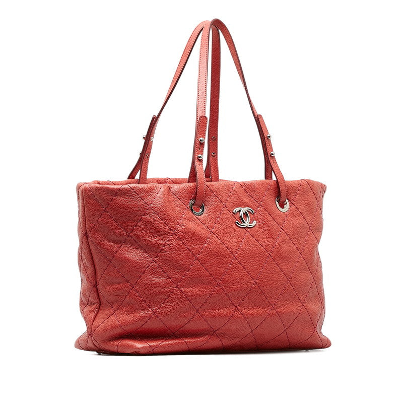 Chanel Wild Stitch Tote Bag Pink Leather