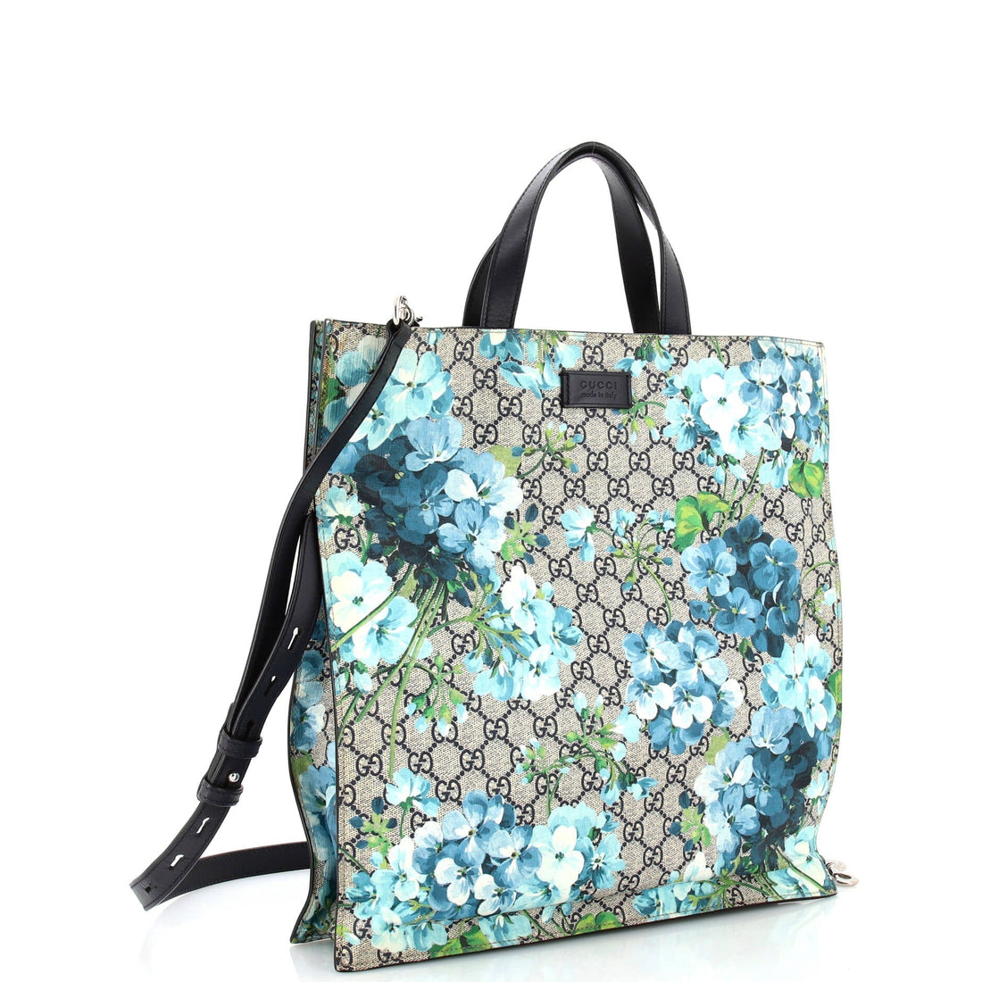 Convertible Soft Open Tote Blooms Print GG Coated Canvas Tall