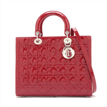 Christian Dior  Dior Patent Leather 2WAY Handbag Red Ride