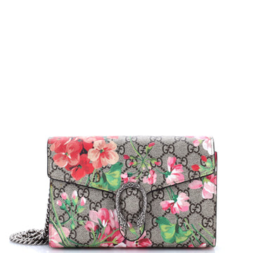 Dionysus Chain Wallet Blooms Print GG Coated Canvas Small