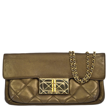 Chanel 2004-2005 Bronze Lambskin Mademoiselle Lock Shoulder Bag