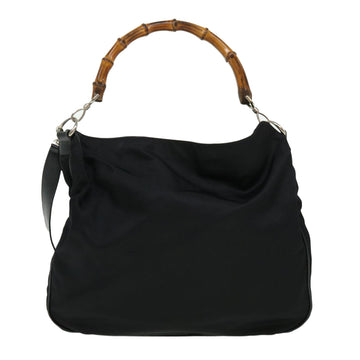 GUCCI Bamboo Hand Bag Canvas Black ac1087