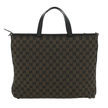 GUCCI GG Canvas Hand Bag Black Dark Brown 0153712 ac1236