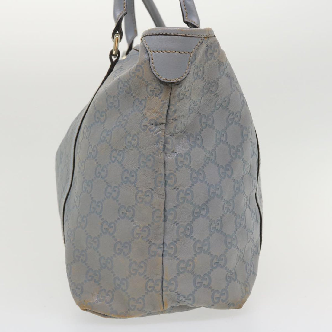 GUCCI GG Canvas Shoulder Bag Leather Light Blue 197953 ac1765