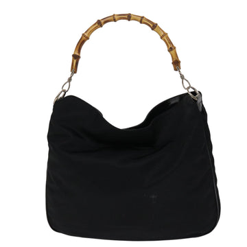 GUCCI Bamboo Shoulder Bag Nylon Black 001•1998•1577 ac1978