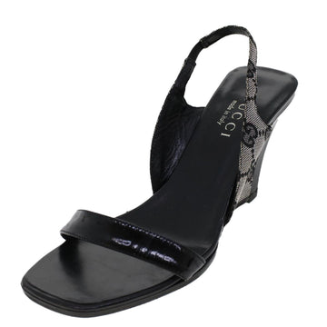 GUCCI GG Canvas High Heels 36.5 C Black ac2060