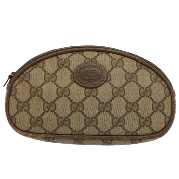 GUCCI GG Canvas Pouch PVC Leather Beige ac2099