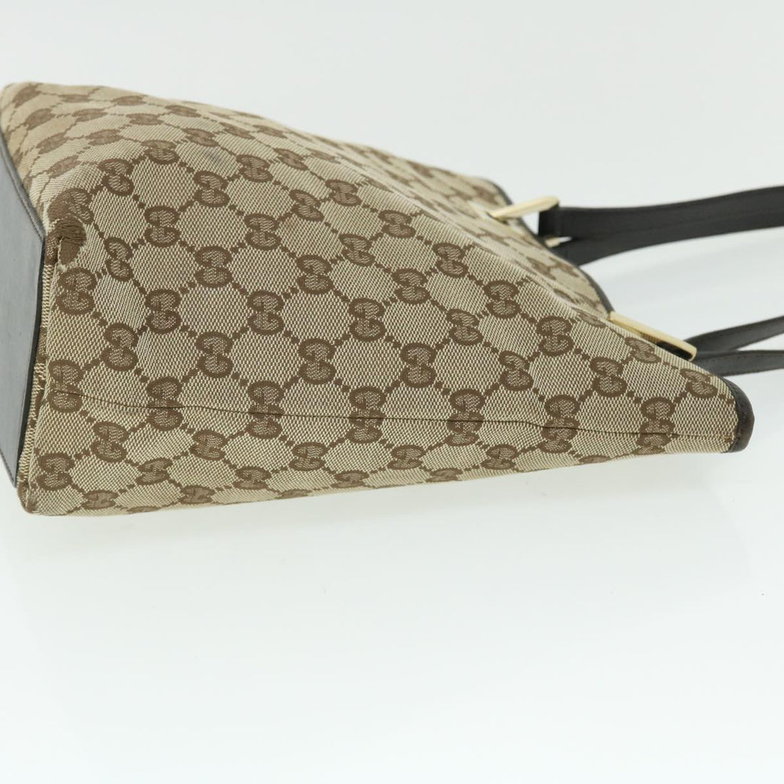 GUCCI GG Canvas Tote Bag Beige Dark Brown 002214 ac2134
