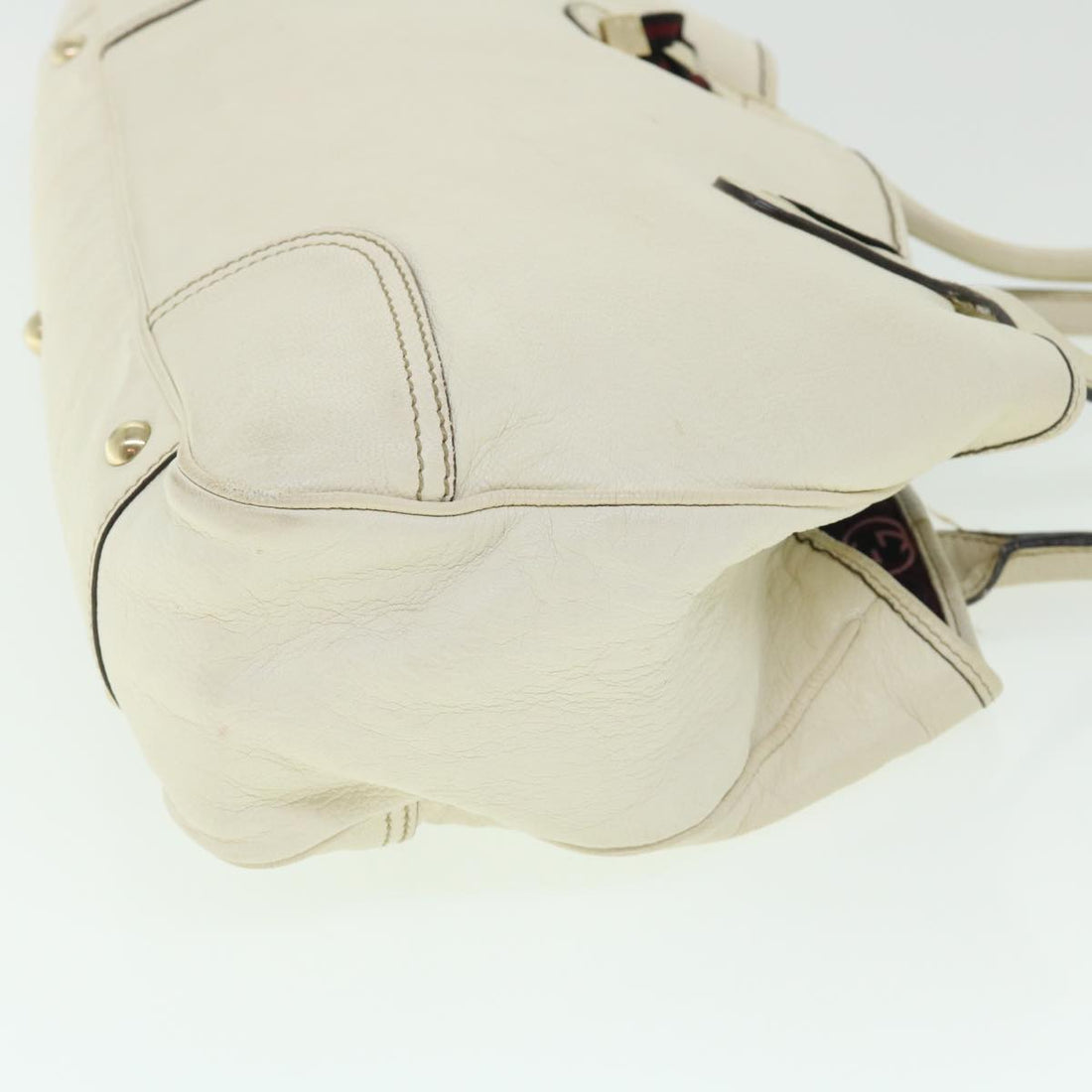 GUCCI Sherry Line Shoulder Bag Leather White Red 163805 ac2137