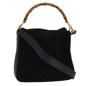 GUCCI Bamboo Shoulder Bag Suede 2way Black ac2139