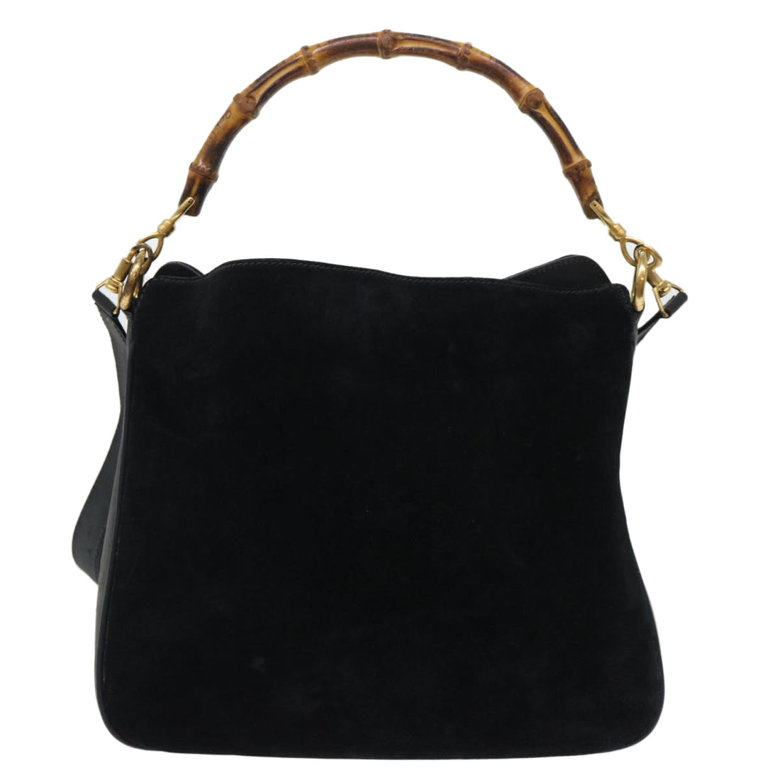 GUCCI Bamboo Shoulder Bag Suede 2way Black ac2139